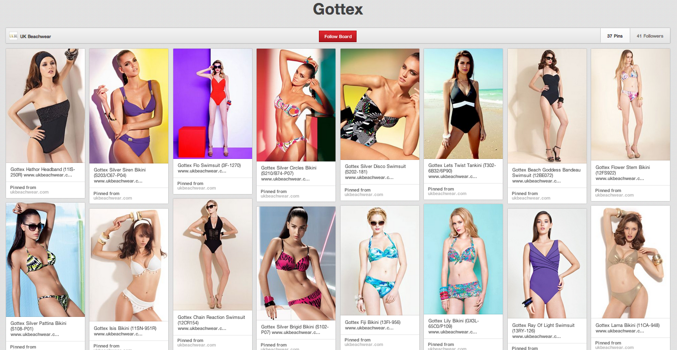 Gottex swimwear Pinterest board